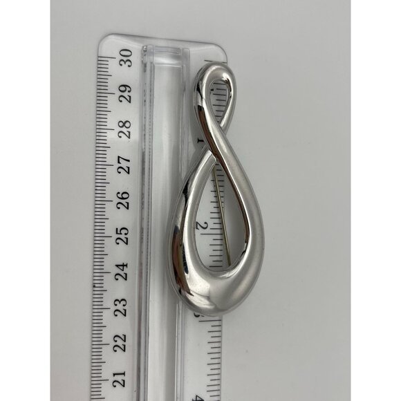 Vintage Monet Asymmetrical Infinity Silver Tone 3" - Picture 15 of 16